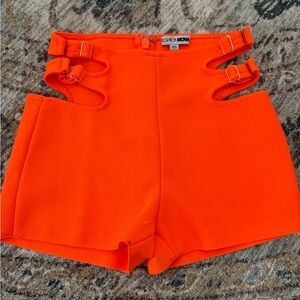 Fashion Nova High Waist Orange Buckle Shorts